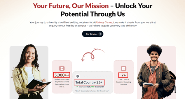 Hero Section on Homepage