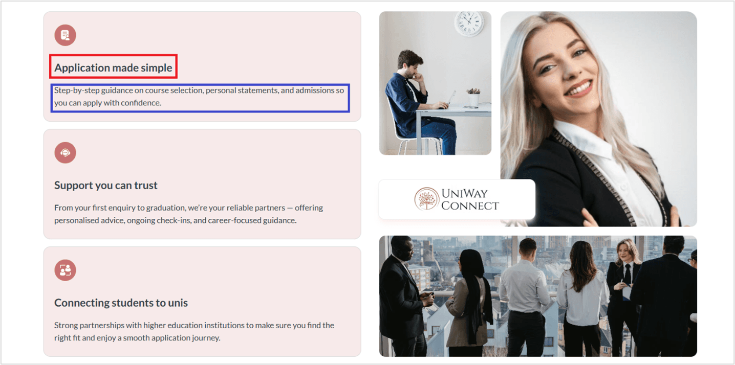 Solution section on website